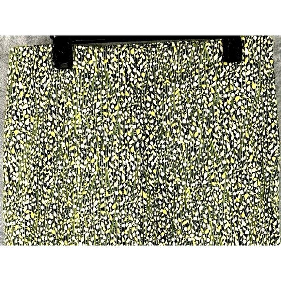 Sigrid Olsen Size 6 Yellow Green‎ Vine Floral Cotton Cropped Pants Boho Festival - Picture 2 of 10